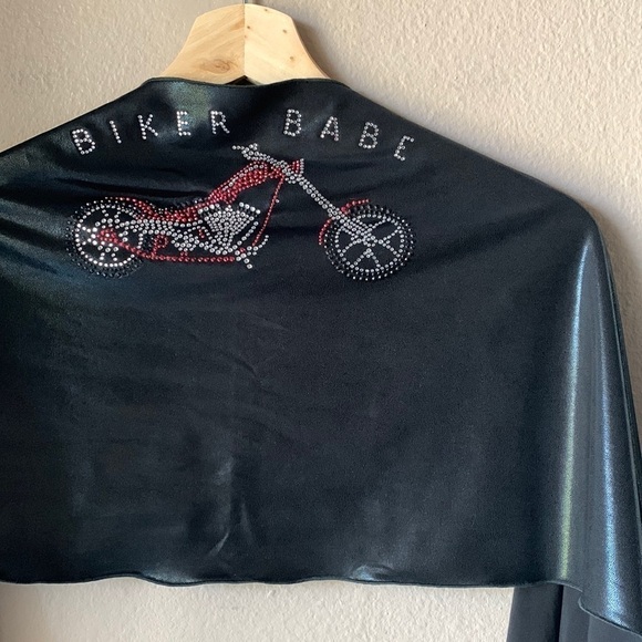 Biker Babe Faux Leather Beaded Shawl Wrap - Picture 1 of 5